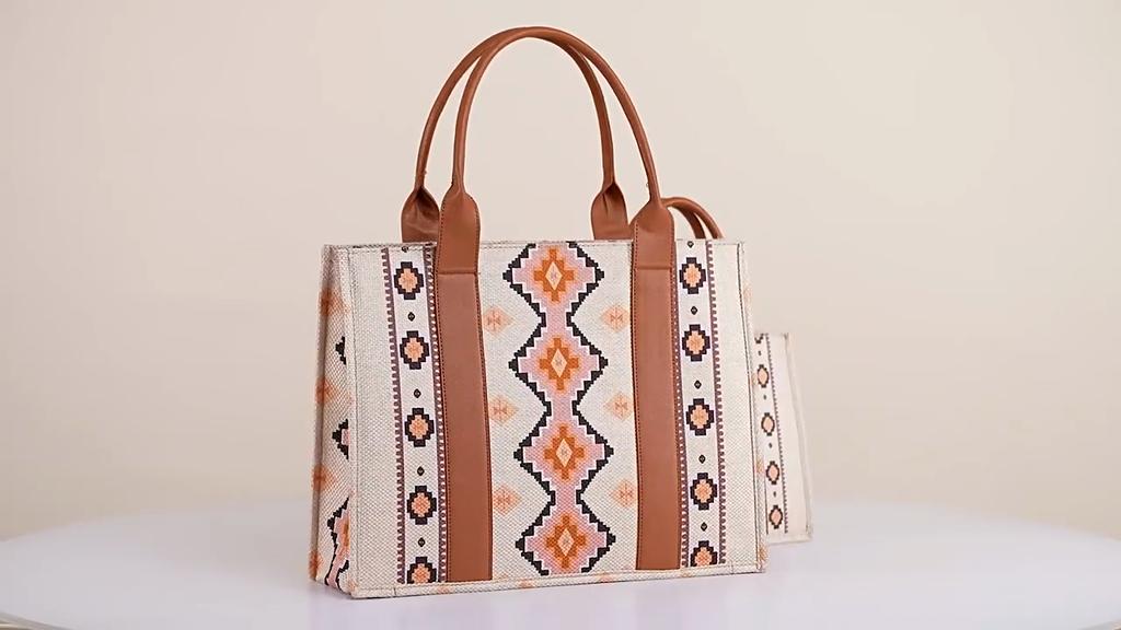 Women Retro Printed Western Shoulder Bohemian Handheld Crossbody Tote Bag