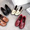 Middle-aged and Elderly Women's Spring and Summer Hollow Out Breathable Shoes Mom's Comfortable Soft Sole Slip On Shoes Granny's Flat Sandals