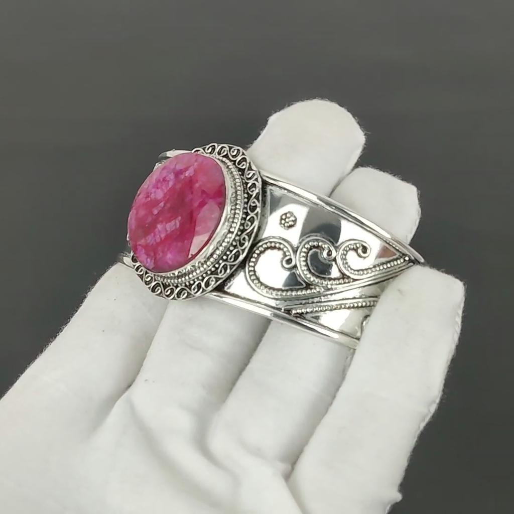 Kashmir Ruby Gemstone Bracelet, Bangle Adjustable Bracelet, 925 Sterling Silver Jewelry, Engagement Gift, Kashmir Ruby  Bracelet New Year Gift