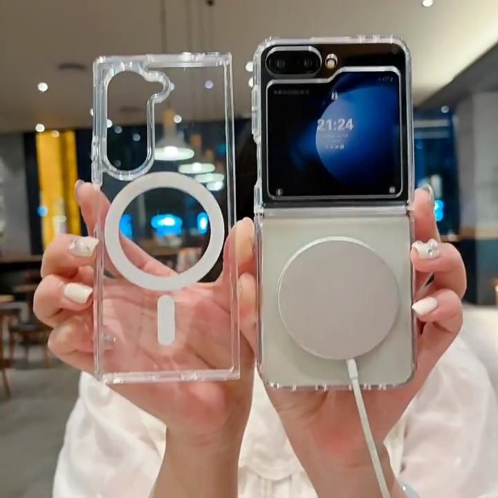 Cases For Samsang Z Fold6 5G For Magsafe Magnetic Transparent Phone Case For Galaxy Z Fold 6 5 4 3 Wireless Charging Magsafing Tough Shockproof Cover
