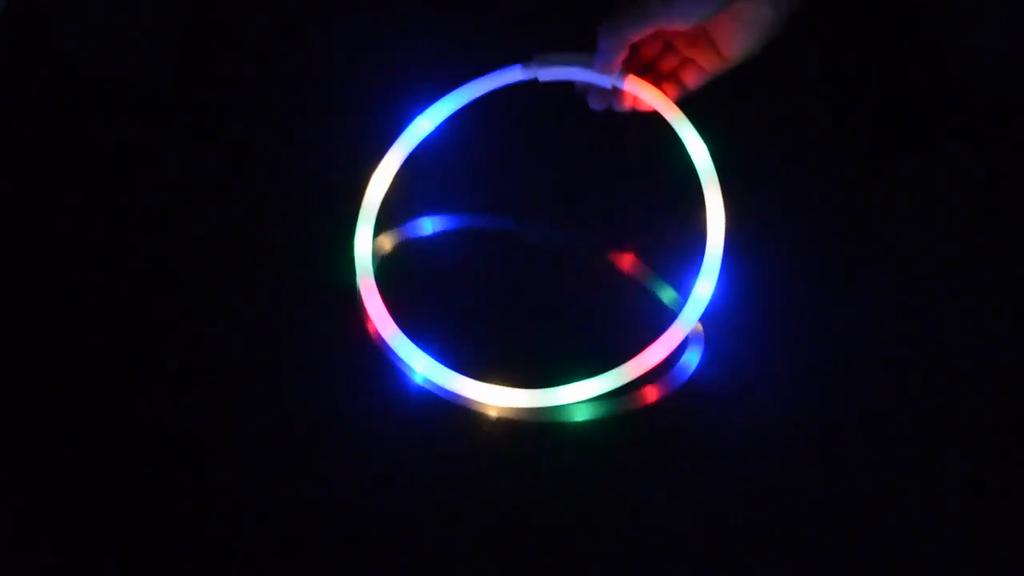 Adjustable USB Rechargeable LED Dog Collar Multi-Color Soft 4 Flashing Modes Cut- To- Fit Design for Nighttime Safety Visibility