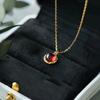 S925 sterling silver natural garnet pendant necklace