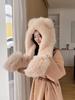 Cute Bear Imitation Fox Hair Hat Scarf Gloves Three-piece Set Fur Snow Hat Women's Winter Warm Scarf