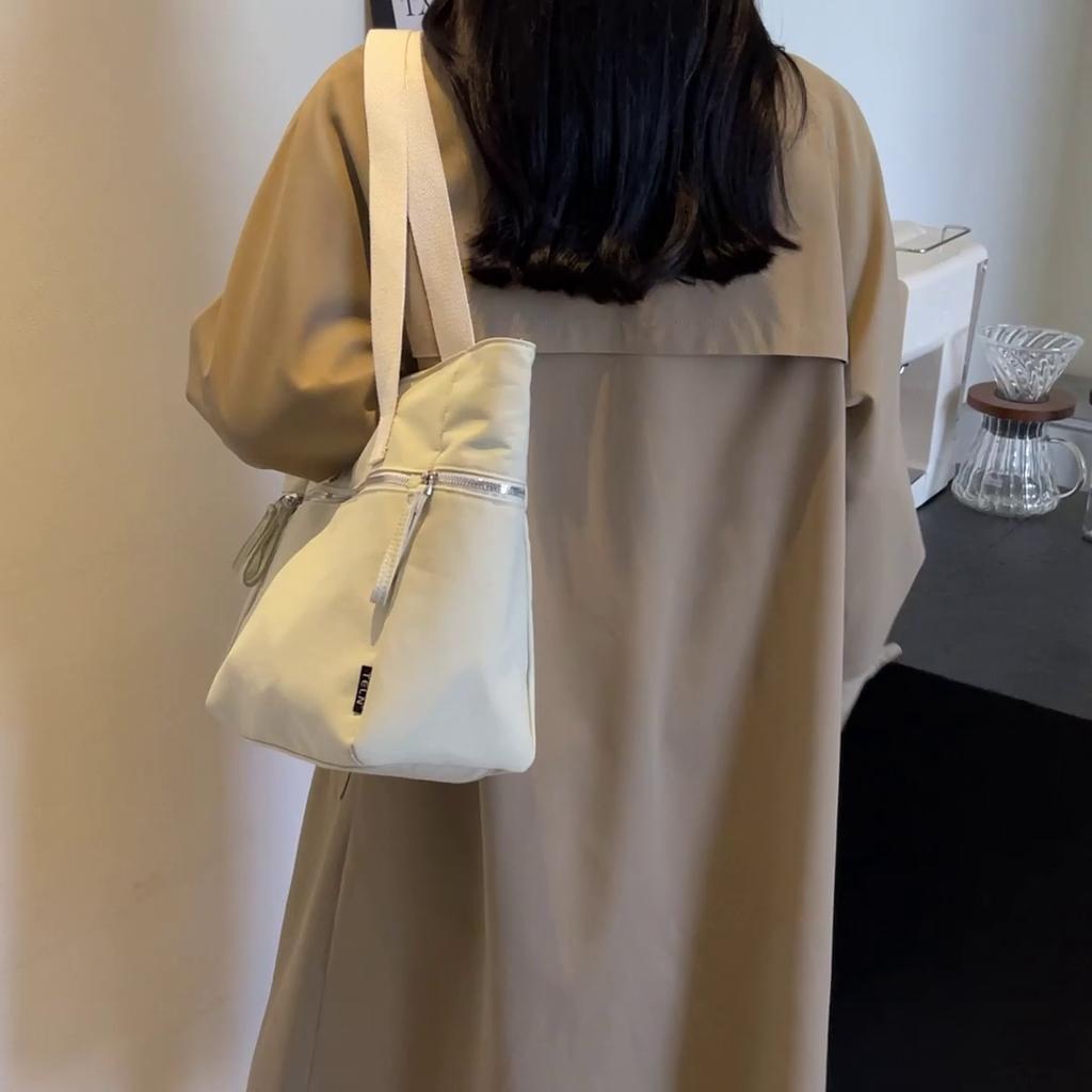Solid Color Tote Bag Women's Large Capacity Underarm Bag Shoulder Bag