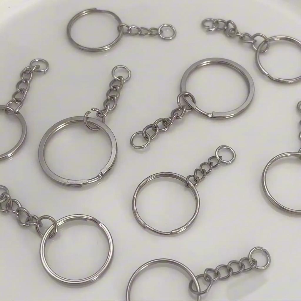 Iron Flat Ring Keychain Hanging Single Ring Chain Buckles Connector For DIY Jewelry Making