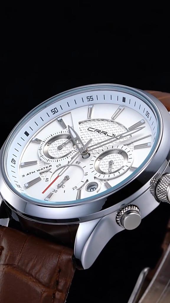 CRRJU-2212L Reloj cronógrafo de seis pines con cinturón Reloj de moda para hombres Reloj de negocios para hombres