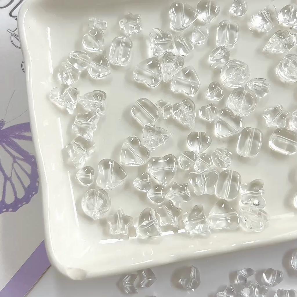 20Pcs Crystal Glass Beads Butterfly Heart Loose Spacer Beads for Jewelry Making DIY Bracelet Necklace