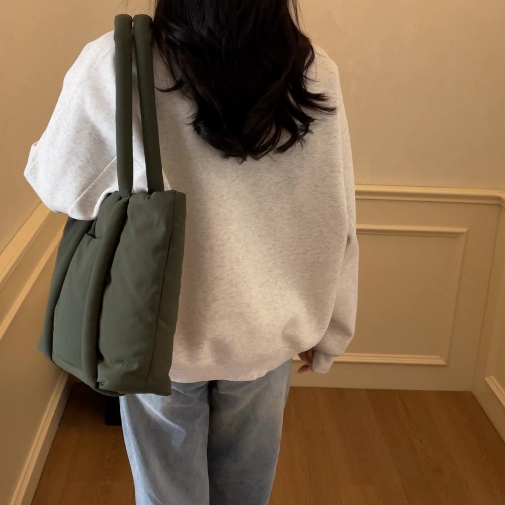 Large Capacity Underarm Commuter Bag Women Shoulder Bag Solid Color Tote Bag