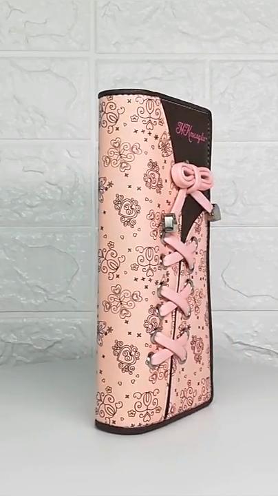 Borsa porta soldi tascabile in stile laccio in pelle PU creativa