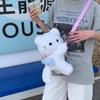 Cute Scarf White Cat Plush Doll Cartoon Shoulder Bag With Detachable Strap For Daily Use