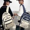 Color Block Student Schoolbag Large Capacity Men Letter Backpack Campus Women Backpack