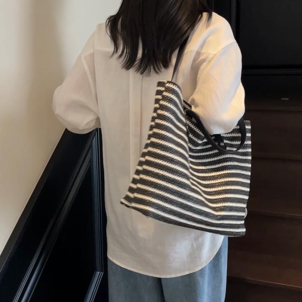 Rainbow Straw Woven Handbag Women's Woven Shoulder Underarm Bag