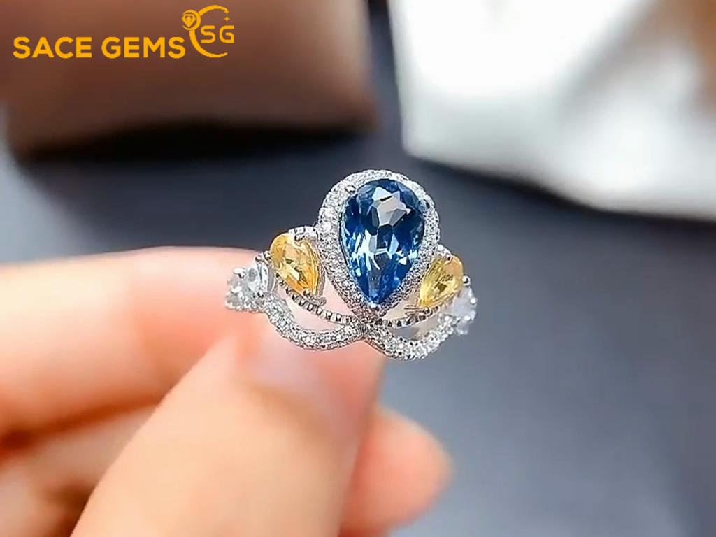 Sace Gems Anel clássico de liga de cobre com zircão, joia feminina, presente de festa de casamento