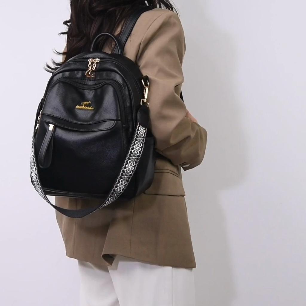 PU Backpack Women's Outdoor Travel Backpack Large Capacity Student Schoolbag