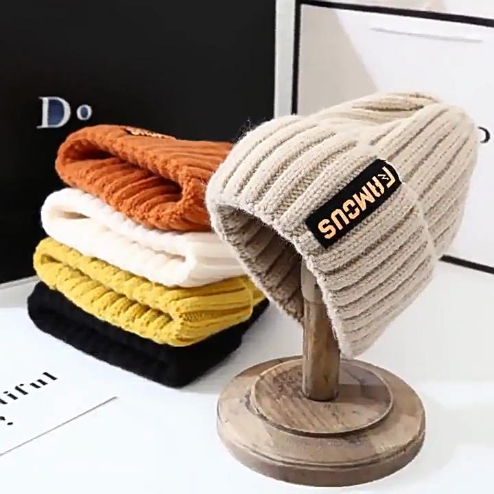 Winter hat, female Korean version of versatile fashion long standard wool hat, winter Internet celebrity warm ear protection