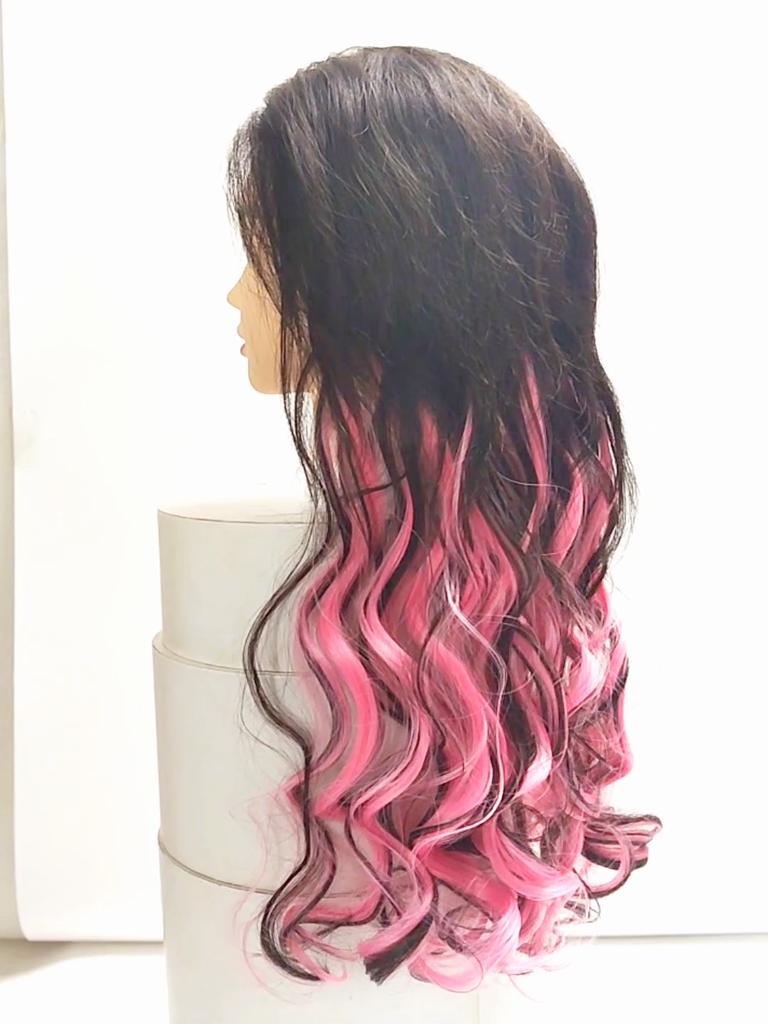 Highlighted Piano Color Hairpiece Clip In Hair Extesnion One Piece with 5Clips Long Wavy Hair Brown Red Blue Colorful Hair
