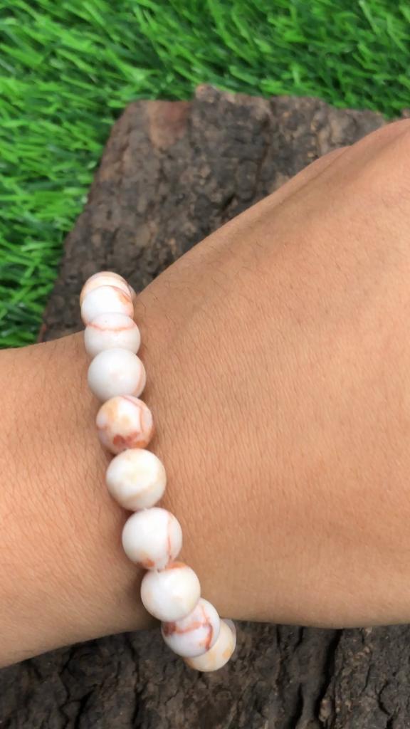 8mm Natural Red Web Jasper Gemstone Beads Bracelet 7.5" Handmade Stretch Bracelet Birthday Gift Gift For Men/Women RBB-2