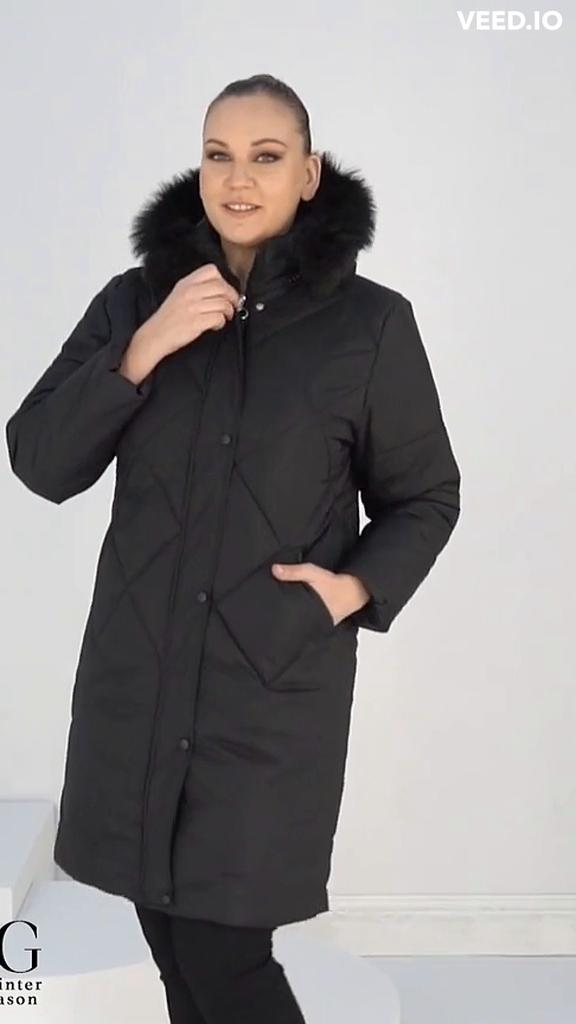Fierte Women's Large Size Coat Rg9769 Removable Hood Long Quilted
