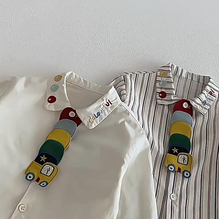 Baby Boys Cartoon T Shirt Spring Color Block Sleeve Top Toddler Casual Base Layer Shirt Fashion Clothing