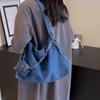 Denim Shoulder Bag Women's Large Capacity Crossbody Bag Student's Tote Bag Chains Bag