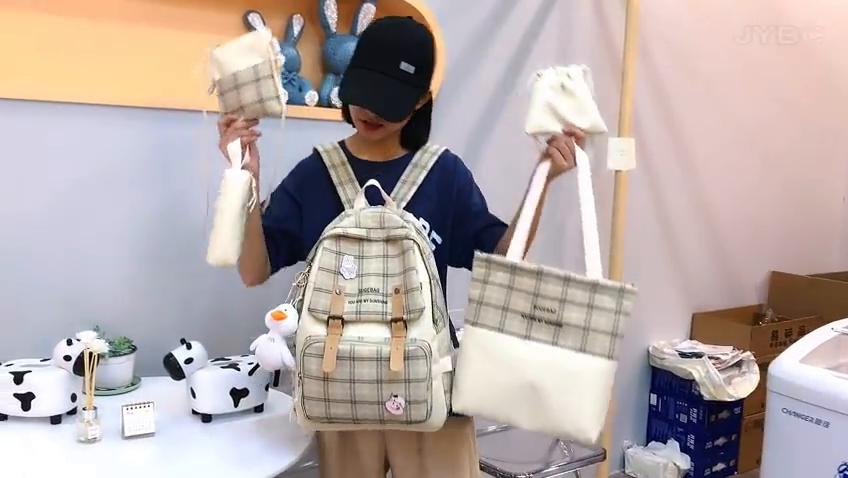 Kawaii Cartoon Canvas School Bag, Large Capacity Cute Fashion Rucksack Lovely Casual Backpack