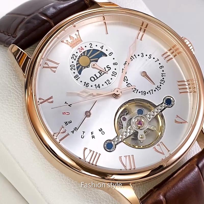 OLEVS Brand New Multi-functional Automatic Mechanical Watch Business Hollow Waterproof Men's Watch