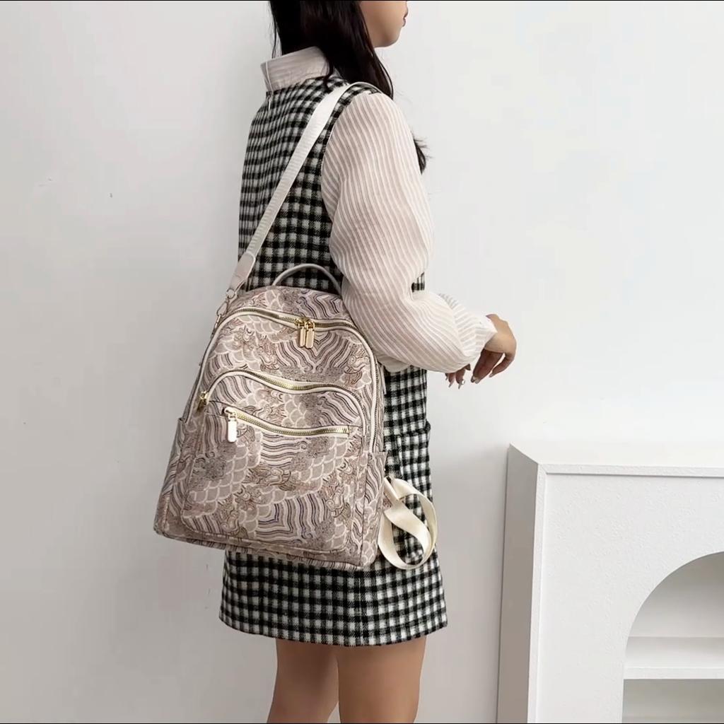 Women's Retro Print Backpack Large Capacity Backpack