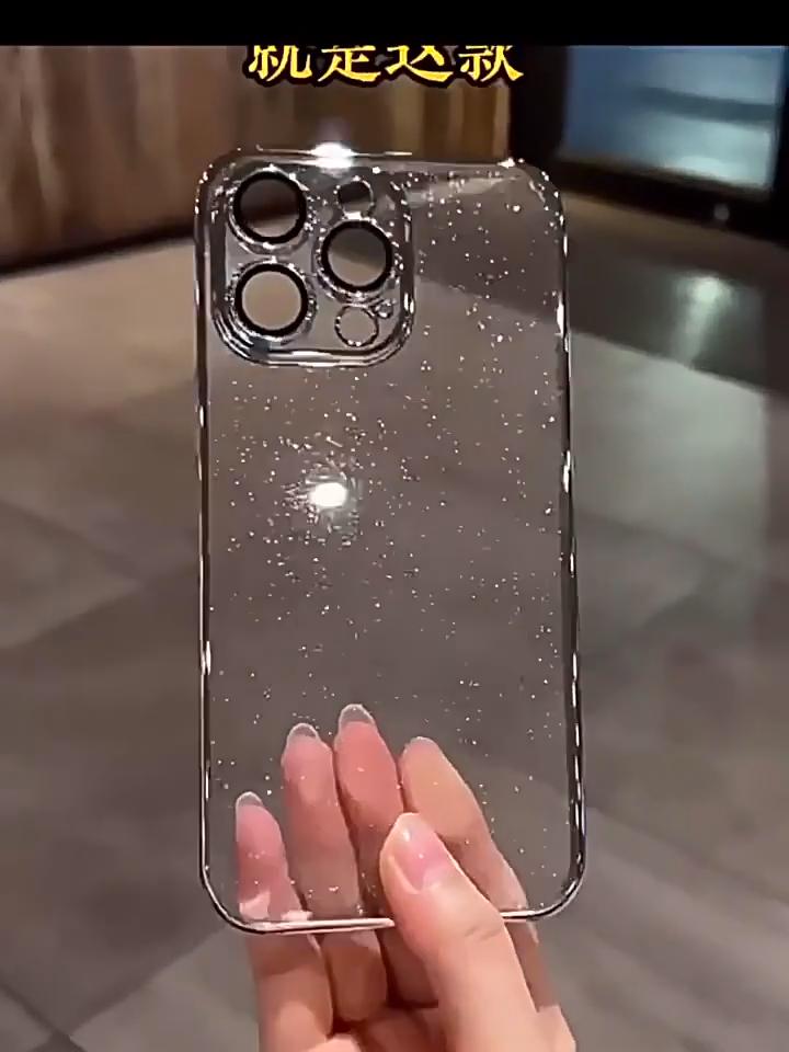 Luxusní galvanicky pokovené třpytivé pouzdro na telefon pro iPhone 11 12 13 14 15 Pro Max Plus průhledné průhledné pouzdro odolné proti nárazu