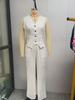 Fashion Vest, Pants, Patchwork, Cotton and Linen Casual Suit for Women
