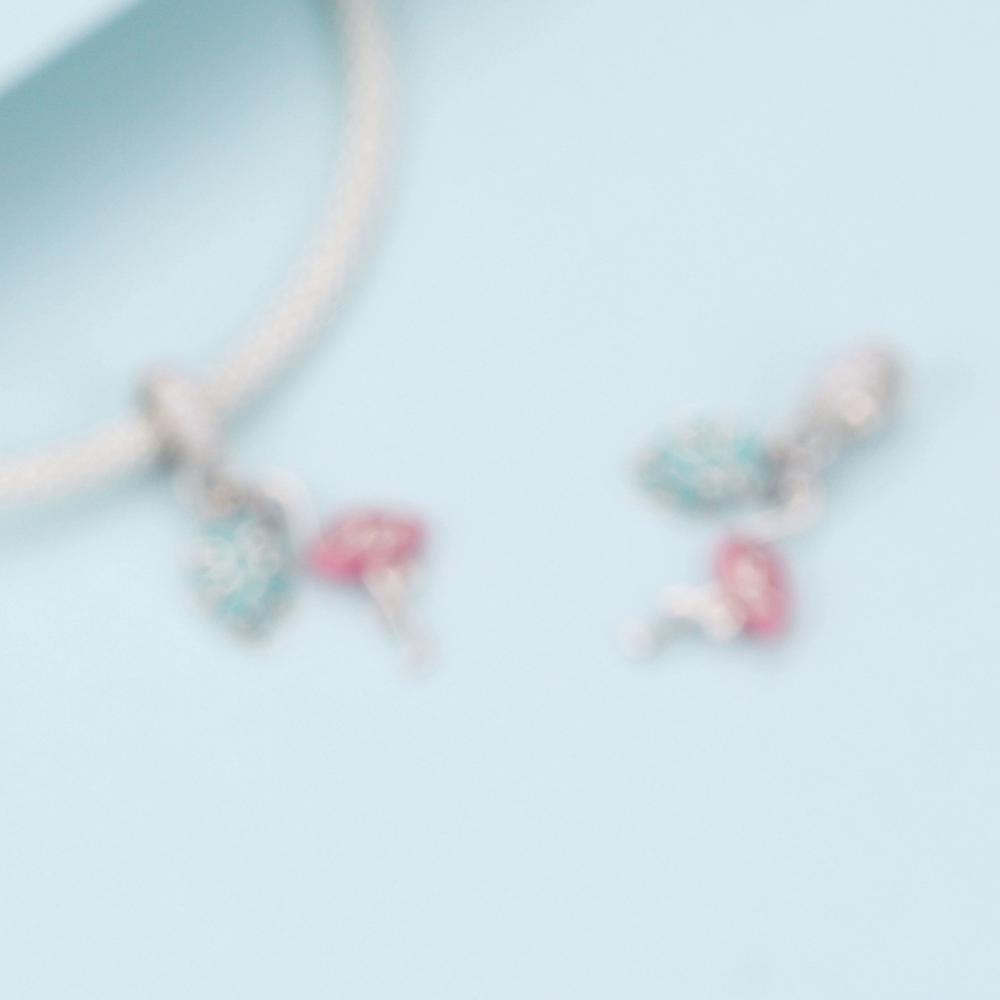 Bamoer 925 Sterling sølv anheng sommer rosa emalje Flamingo anheng Charms for slange armbånd