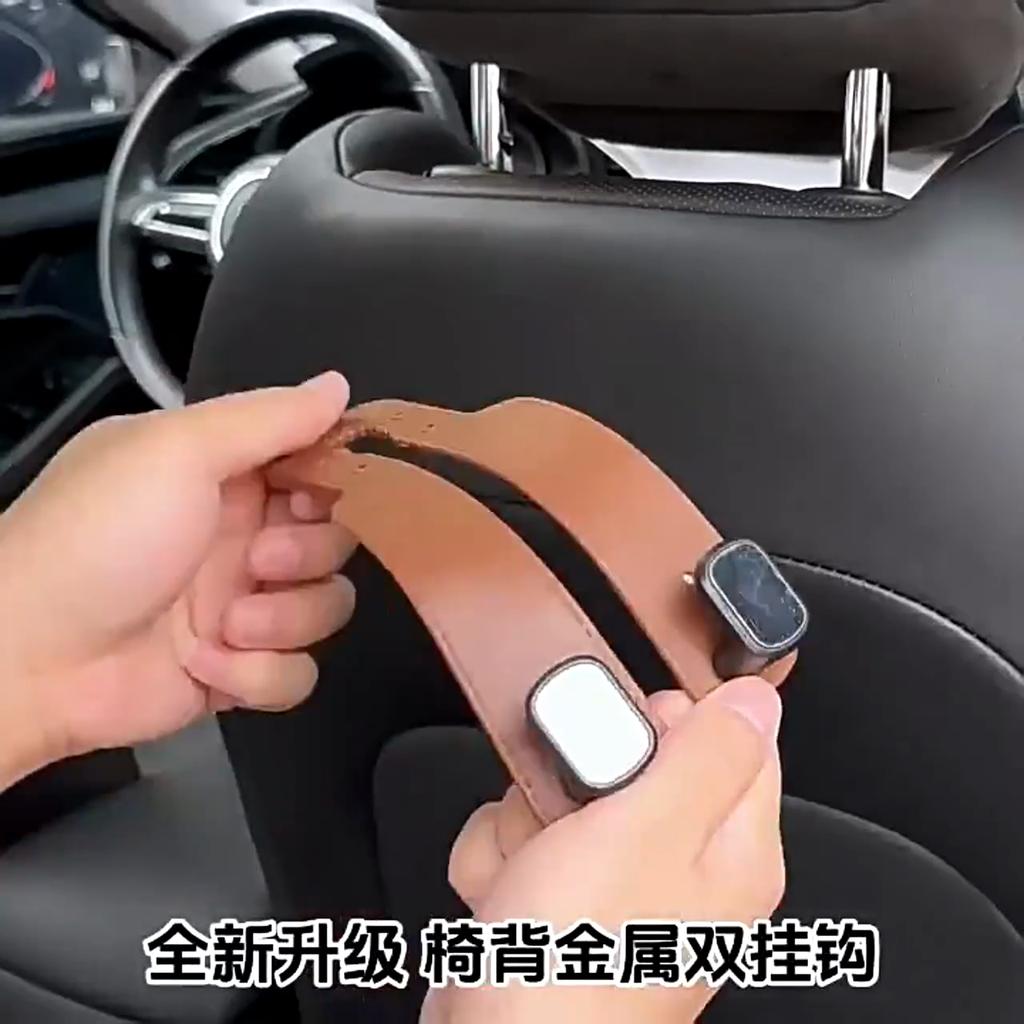 Universal Car Headrest Hook Set - Rubber Texture, 20KG Load-Bearing, Alloy Dual Hook Hanger for Rear Seat (Black/Brown/Gray)
