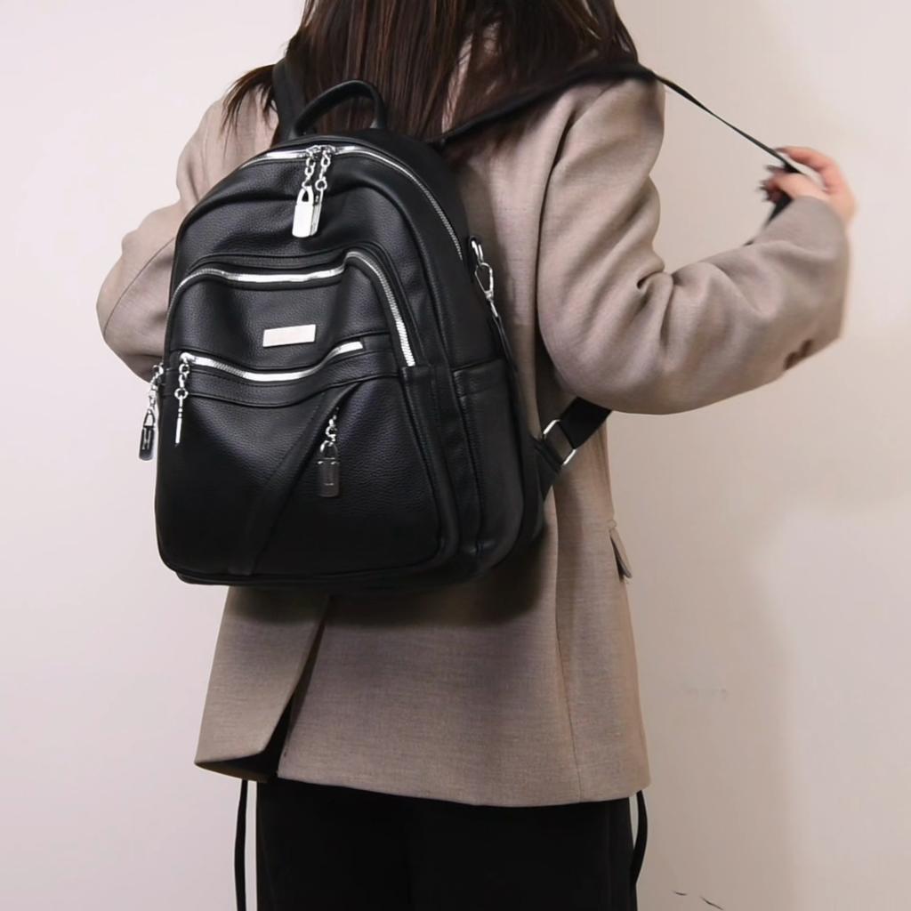 PU Backpack Women's Large Capacity Travel Backpack Multi-function Shoulder Bag