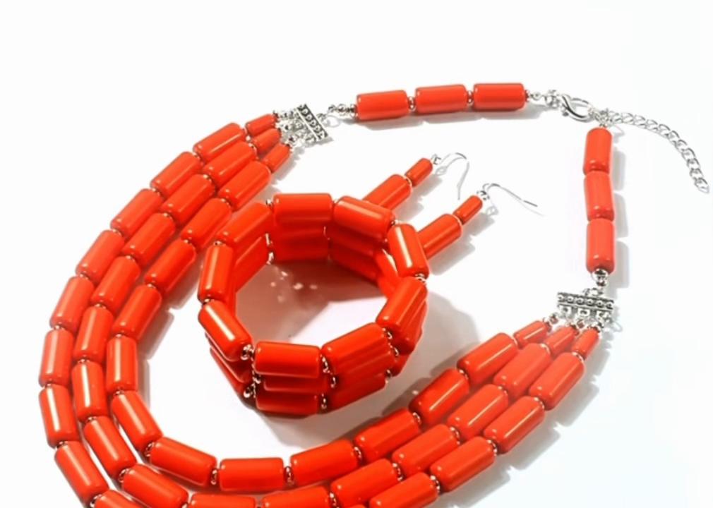 3 Piece Set Trendy Acrylic Beads Multi-layer Necklace Earrings Bracelet Women Jewelry Sets of Party