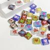 1 buc. Mărgele pătrate de sticlă colorate pictate manual, pentru bricolaj, colier, brățară, cercei, bijuterii, accesorii de artizanat
