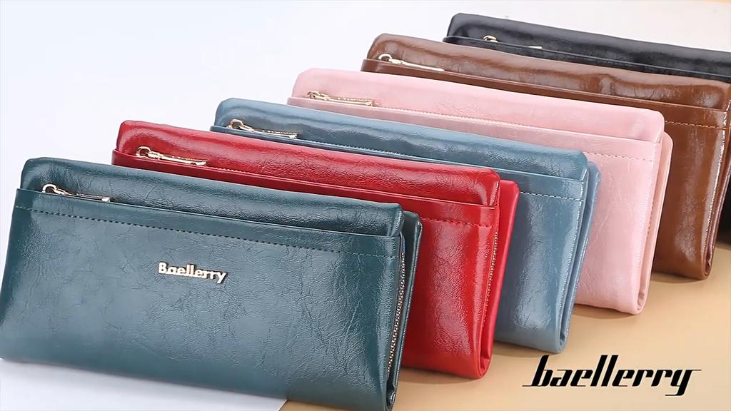 Baellerry Women's Billfold Long Wallet Multiple Card Slots Wallet Fashion Clutch Bag Cell Phone Bag Pu Leather Purse Zipper Coin Purse