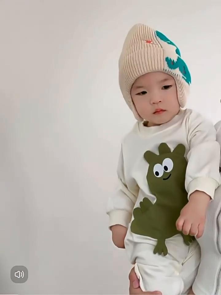 Tegneserie Dinosaur Barn Ørevarmer Lue Vinter Varm Strikket Beanie Lue for Gutt Jente Søt 3D Ensfarvet Småbarn Ørebeskyttelse Luer