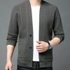 Autumn Winter Men Sweater Coat V-Neck Solid Pockets Button Fashion Luxury Smart Casual Slim Long Sleeve Cardigan Knitted Tops
