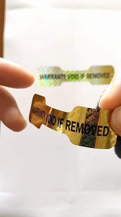 100pcs 69x18mm Dogbone Security Seal Gold Hologram Sticker Tamper Proof Label Do Not Move Anti-counterfeit Package Safety Cover