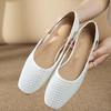 Summer Thick Heel Hollow Sandals for Women French Style Single Leather Shoes