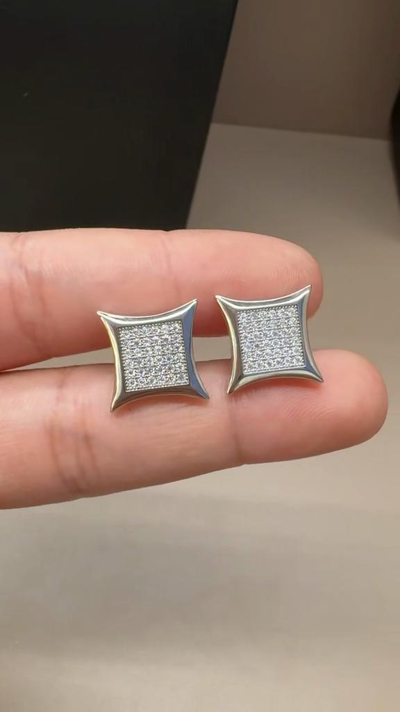 Orecchini a Perno Quadrati Iced Out in Moissanite Rame Gioielli Hip Hop Per Uomini Donne