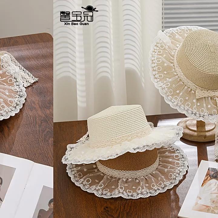 Summer Straw Hat With Large Brim And Bow For Beach And Vacation Sun Protection