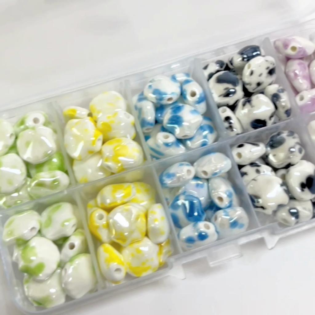 5PCS Ceramic Beads Splashed Ink Smudges Plated Colored Beads for Necklace Bracelet DIY Jewelry Making Findings