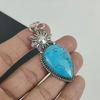 Pendentif Pierre Précieuse Turquoise Naturelle Argent Sterling 925 - Design Fait Main, Bijou à Porter au Quotidien, Pendentif Turquoise Unique Cadeaux de Mariage