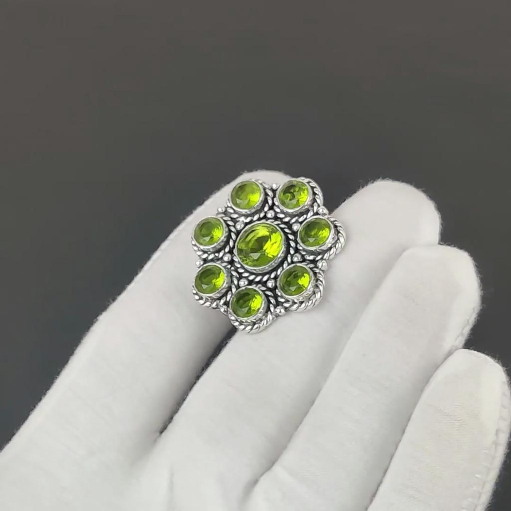 Beautiful Peridot Gemstone Handmade 925 Sterling Silver Ring - Bohemian Jewelry Ring - Handmade Boho Jewelry for Women & Men, Easter Gifts