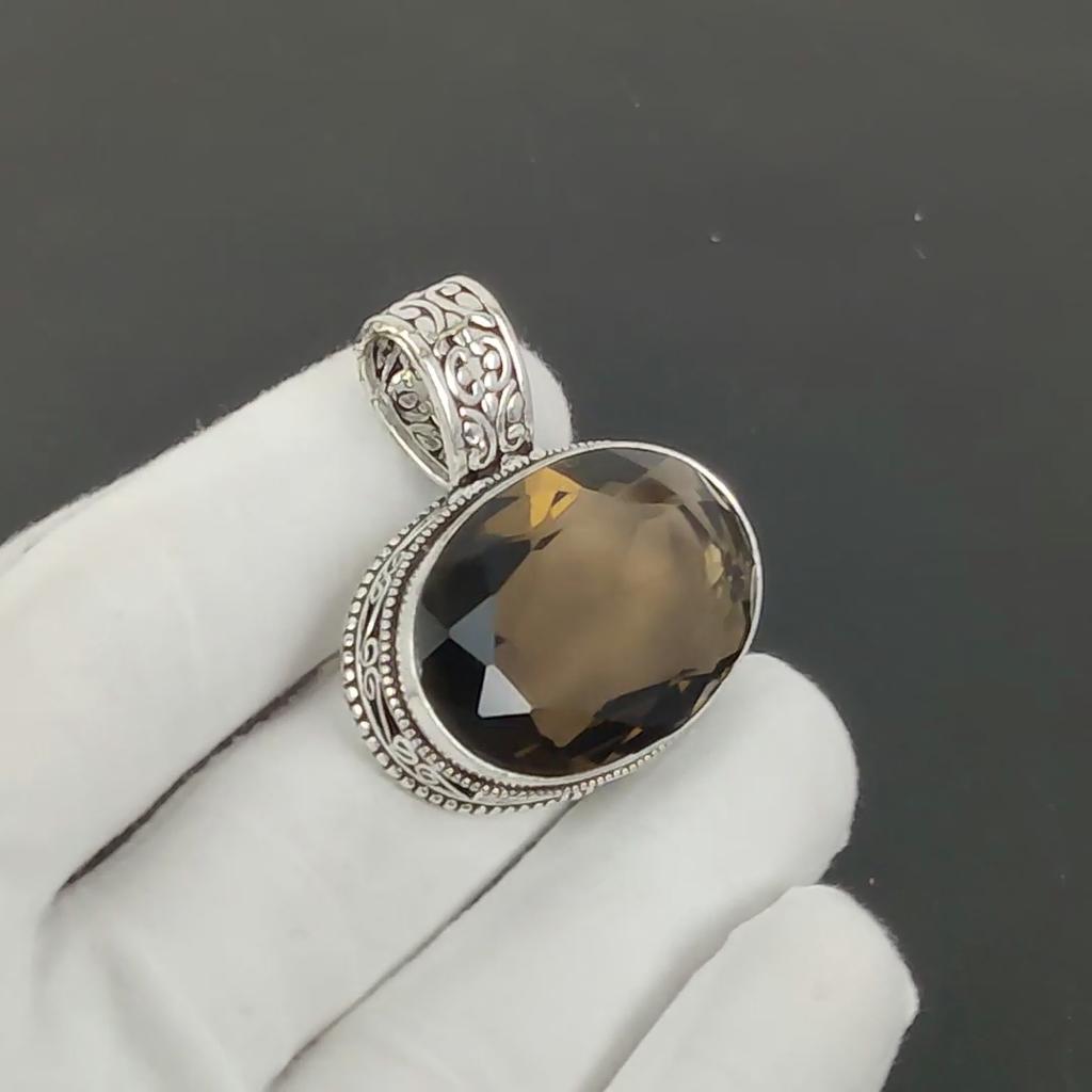 Smoky Topaz Pendant, 925 Sterling Silver Handmade Jewelry, Smoky Topaz Silver Pendant, Party Wear Jewelry For Women's, Pendant Valentine's Day Gift
