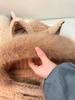 Winter Small Fox Ears Plush Hat Ladies Scarf One-piece Warm Padded Thickened Scarf
