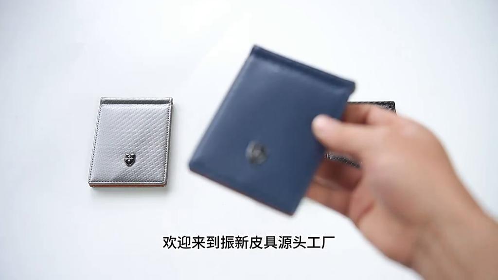 Men's Two-Fold RFID Protection Business Card Holder Magnetic Defense Short Wallet Handmade Carbon Fiber Billfold Coin Purse