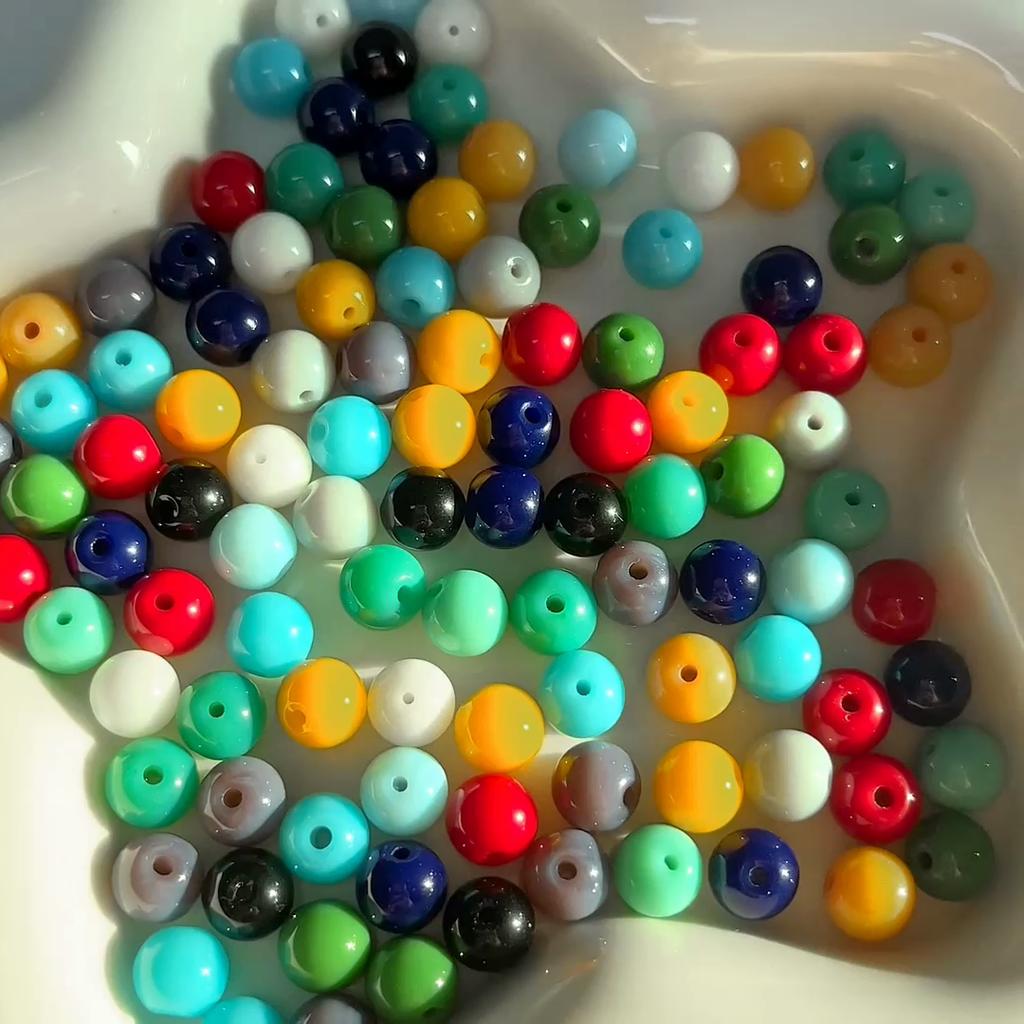 20/50pcs Crystal Glass Beads Solid Color Retro Loose Spacer Beads for DIY Necklace Bracelet Jewelry Making