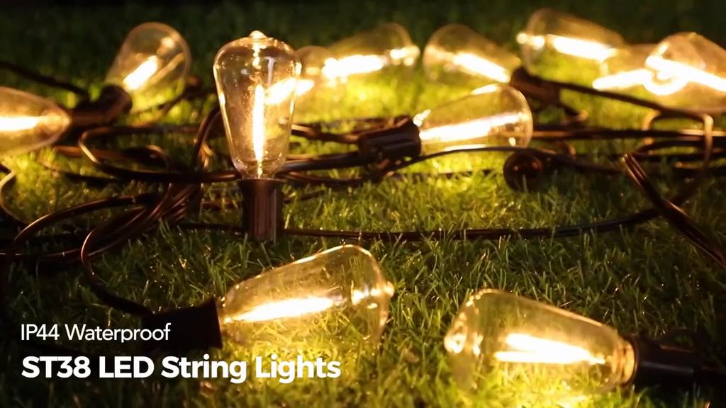 ST38 Waterproof Patio Lights Globe Outdoor for Garden Outside Backyard Porch LED String Lights Plastic Shatterproof Bulbs