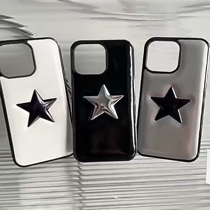 Cute Plating 3D Star Soap Phone Case For iPhone 16 15 14 13 Pro Max Pentagram Cool Stylish Lens Protection Silicone Soft Cover